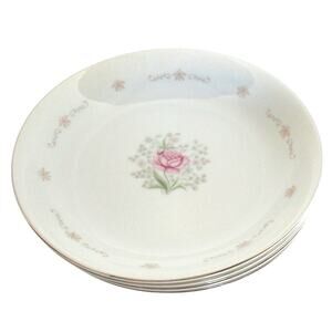 Crestwood China 1078 Pink Rose Flower Soup Bowls Japan Set Of 4